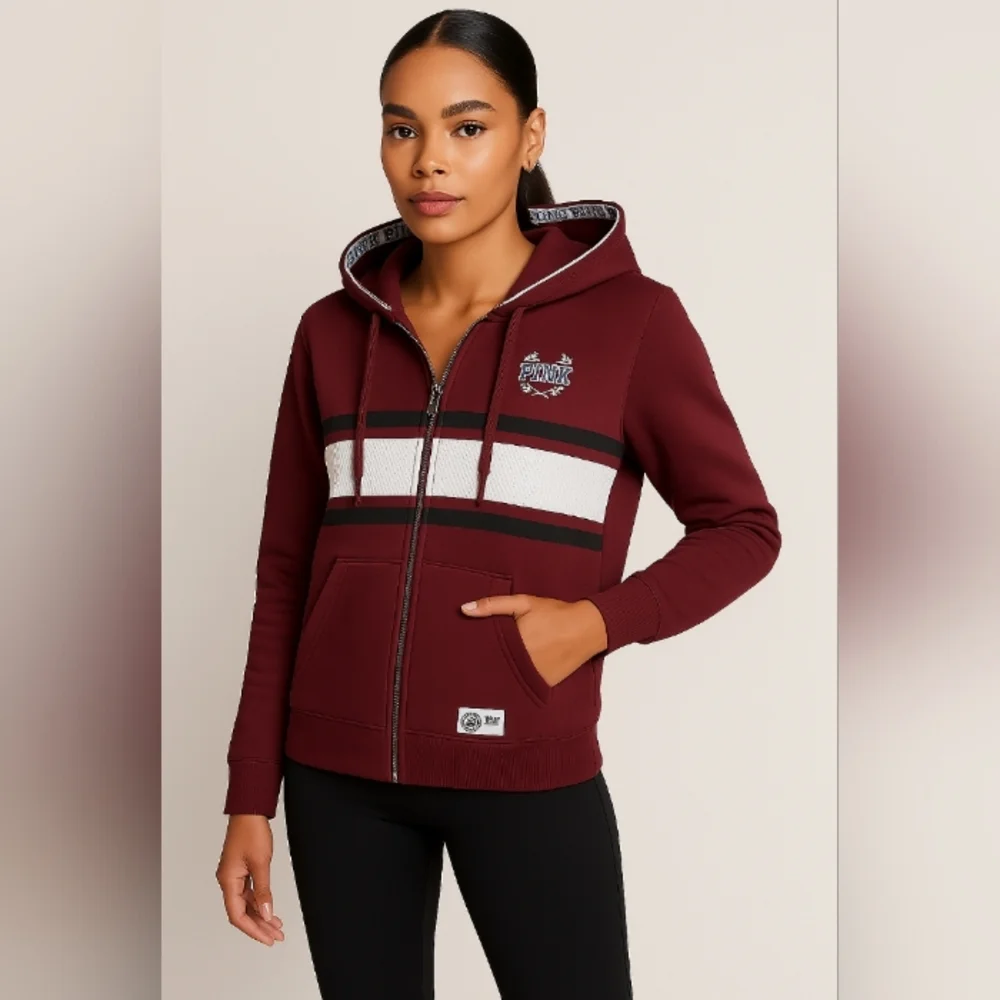 Victoria Secret "PINK" Popular Women's Burgundy Hoodie - Picture 1 of 12